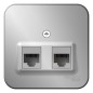 Розетка компьютерная + телефонная 2-м ОП Blanca RJ45 кат.5E + RJ11 с изолир. пластиной алюм. SE BLNIA045113