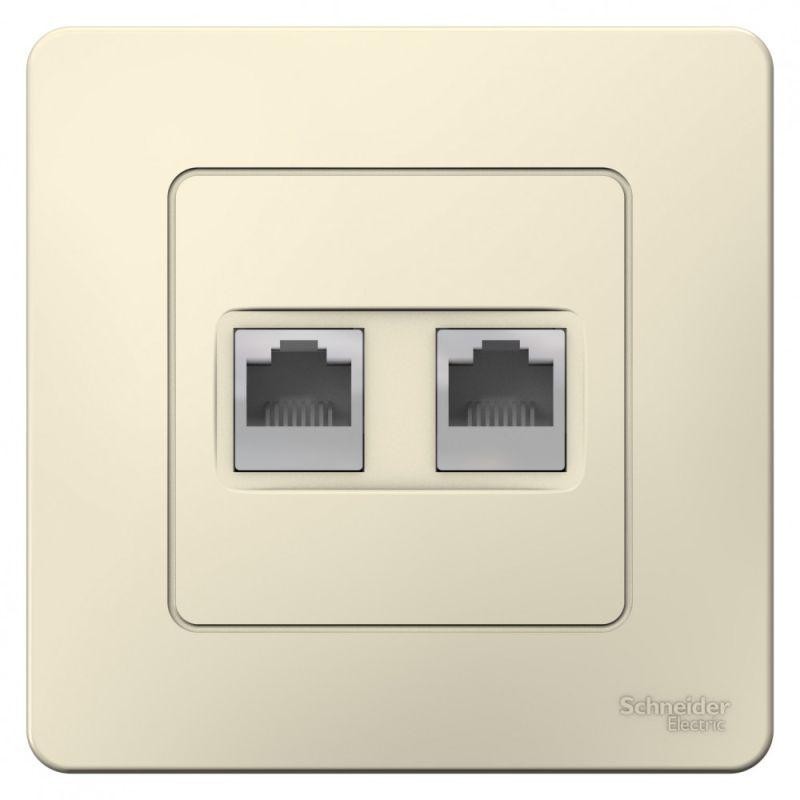 Розетка компьютерная + телефонная 2-м СП Blanca RJ45 кат.5E + RJ11 молочн. SE BLNIS045112