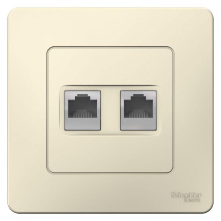 Розетка компьютерная + телефонная 2-м СП Blanca RJ45 кат.5E + RJ11 молочн. SE BLNIS045112