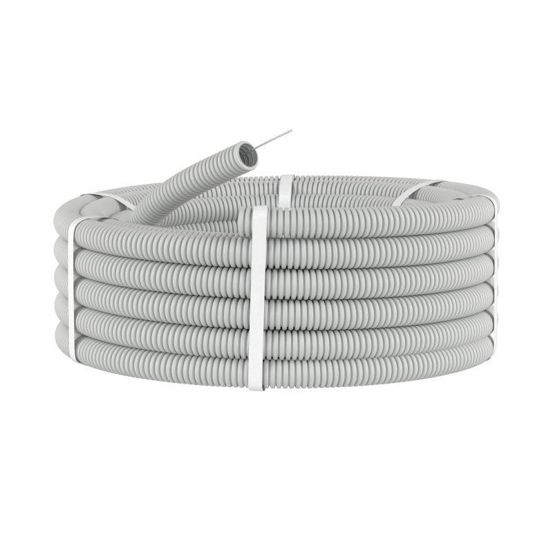 Труба гофрированная ПВХ гибкая легкая d16мм с протяжкой сер. (уп.100м) DKC 91916 Труба гофрированная ПВХ гибкая легкая d16мм с протяжкой сер. (уп.100м) DKC 91916