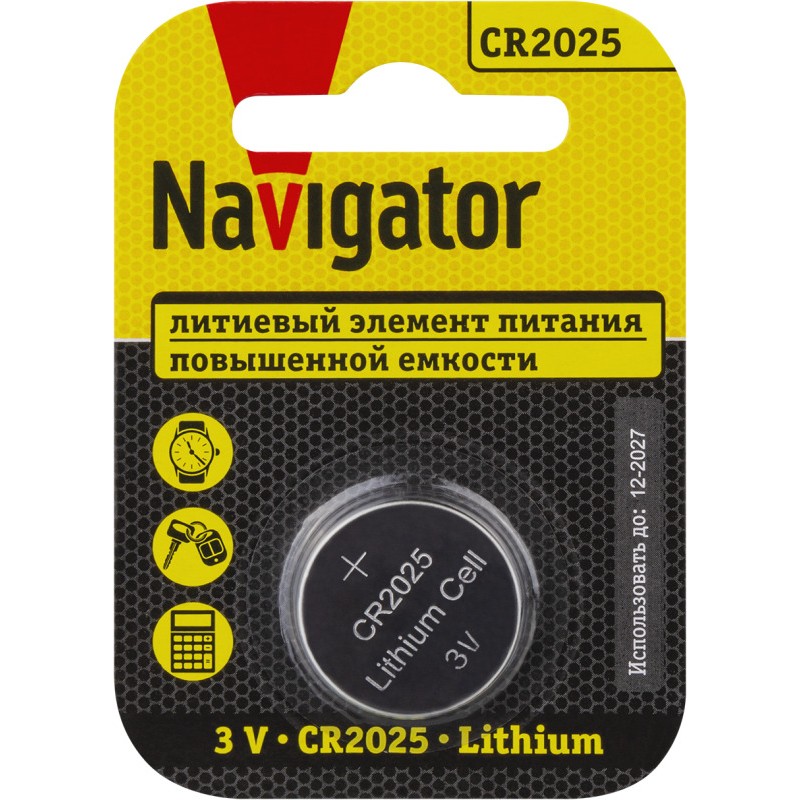 Элемент питания литиевый CR2025 93 822 NBT-CR2025-BP1 (блист.1шт) NAVIGATOR 93822 Элемент питания литиевый CR2025 93 822 NBT-CR2025-BP1 (блист.1шт) NAVIGATOR 93822