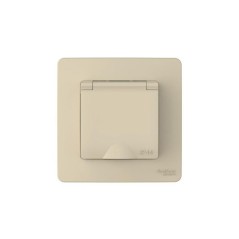 Розетка 1-м СП Blanca 16А IP44 250В с заземл. защ. шторки с крышкой беж. SE BLNRS441117