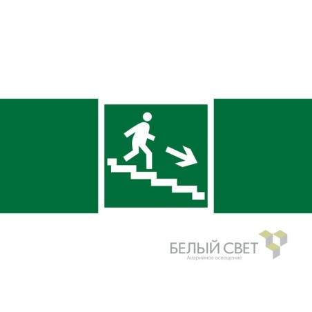 Знак безопасности NPU-3413.E13"Напр. к эвакуац. выходу по лестн. вниз (прав.)" Белый свет a16524