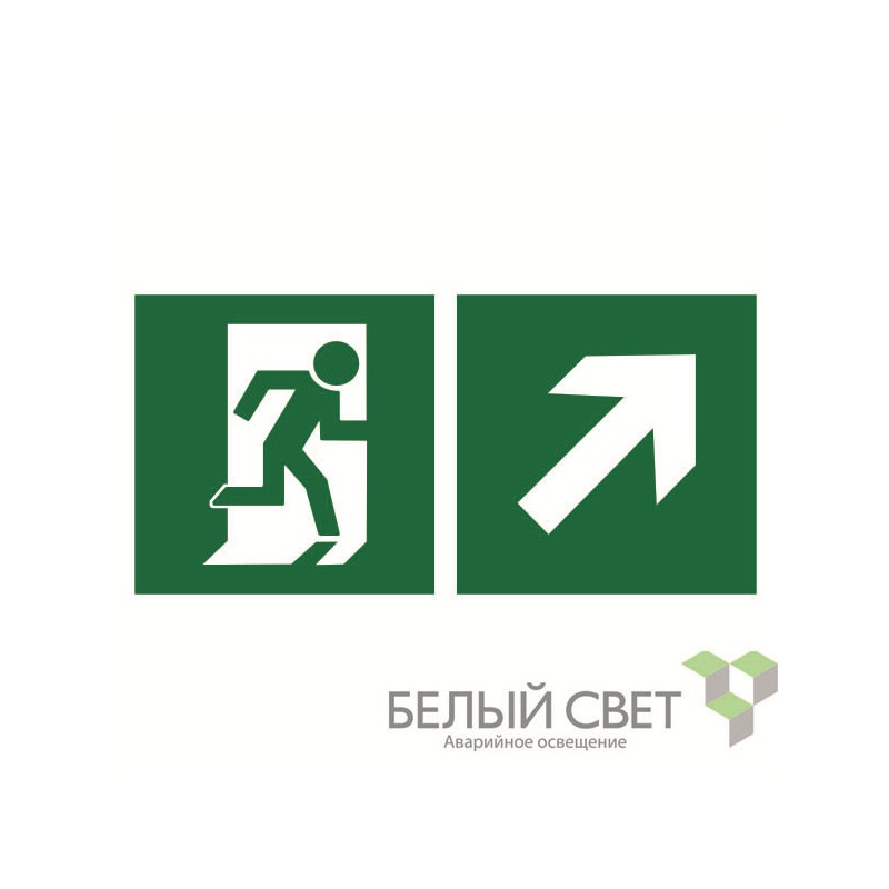 Знак безопасности BL-4020.E37"Напр. к эвакуационному выходу направо вверх" Белый свет a18225