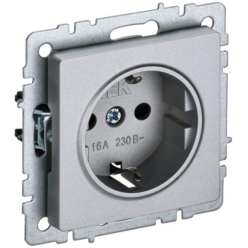 Розетка BRITE РС14-1-0-БрА 16А с заземл. защ. шторки механизм алюм. IEK BR-R14-16-K47 Розетка BRITE РС14-1-0-БрА 16А с заземл. защ. шторки механизм алюм. IEK BR-R14-16-K47