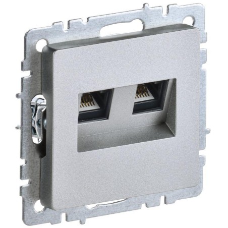 Розетка компьютерная двойная СП RJ45 кат.5E BRITE РК10-2-БрА механизм алюм. IEK BR-K20-1-K47