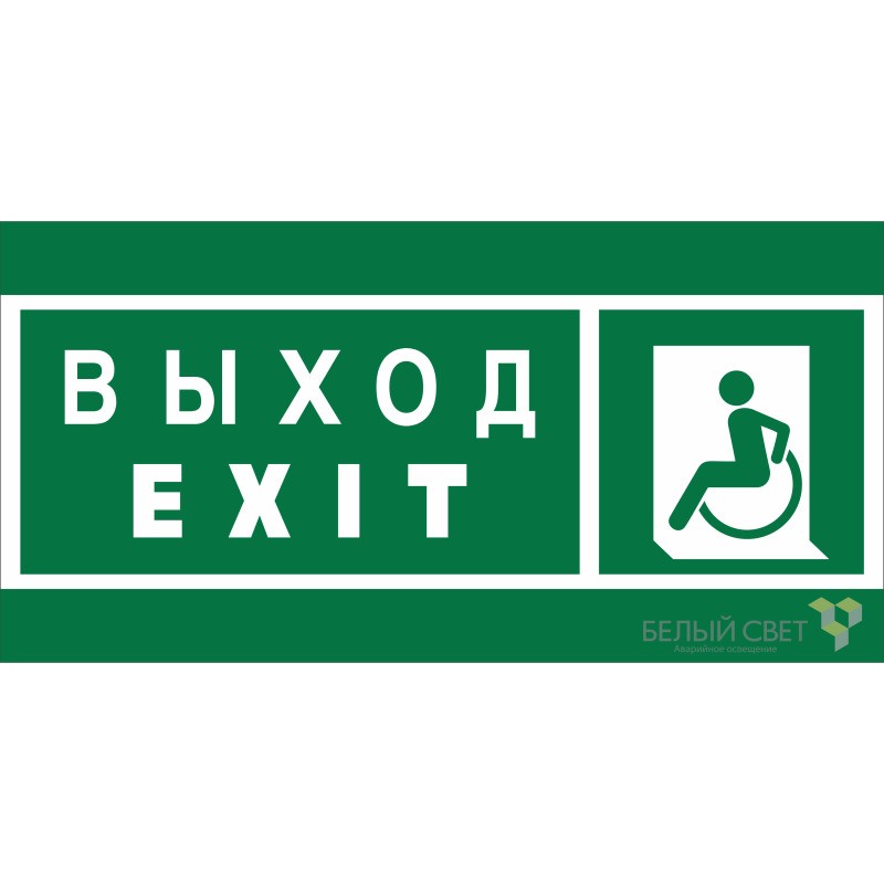 Знак безопасности NPU-2110.E64 "Указатель выхода для инвалидов в креслах колясках (левосторонний)" Белый свет a20392