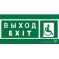 Знак безопасности NPU-6030.E63 "Указ. выхода для инвал. в креслах колясках (прав.)" Белый свет a20545