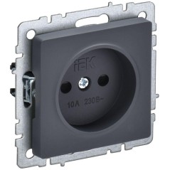 Розетка СП BRITE РСш10-2-БрГ 10А без заземл. защ. шторки механизм графит IEK BR-R13-10-K53
