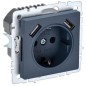 Розетка BRITE РЮш10-1-БрМ 16А с USB A+A 2.1А с заземл. защ. шторки механизм маренго IEK BR-R14-16-U21-D21-K35