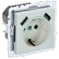 Розетка BRITE РЮш10-1-БрЖ 16А с USB A+A 2.1А с заземл. защ. шторки механизм жемчуж. IEK BR-R14-16-U21-D21-K36