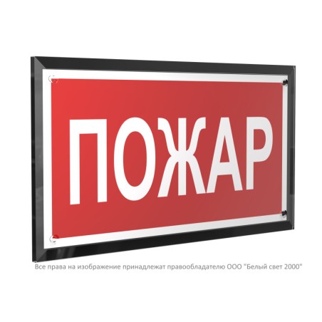 Знак безопасности PT-32178-Black.F20 "Пожар " Белый свет a32646