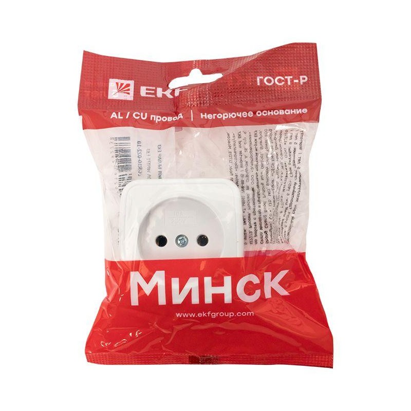 Розетка 1-м ОП Минск 10А IP20 без заземл. бел. Basic EKF EGR10-022-10 Розетка 1-м ОП Минск 10А IP20 без заземл. бел. Basic EKF EGR10-022-10