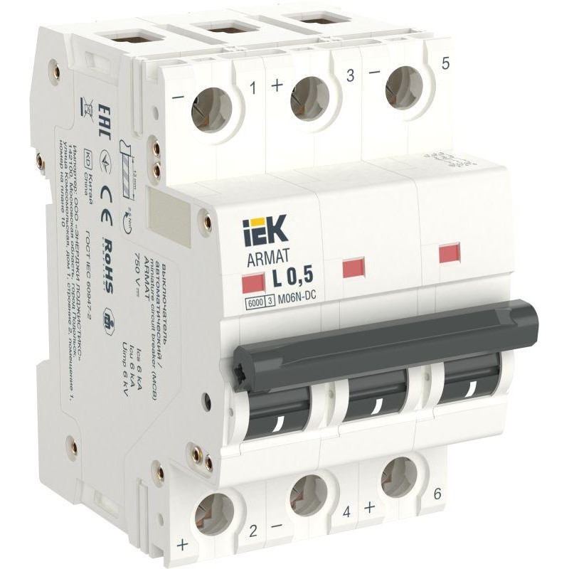 Выключатель автоматический модульный 3п Z 6А M06N-DC ARMAT IEK AR-M06N-3-Z006DC Выключатель автоматический модульный 3п Z 6А M06N-DC ARMAT IEK AR-M06N-3-Z006DC