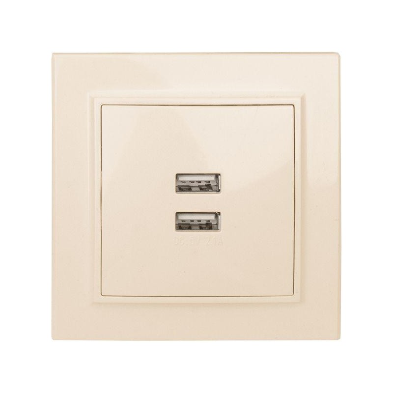 Розетка USB 2-м СП Минск 2.1А беж. EKF ERR-2USB-200
