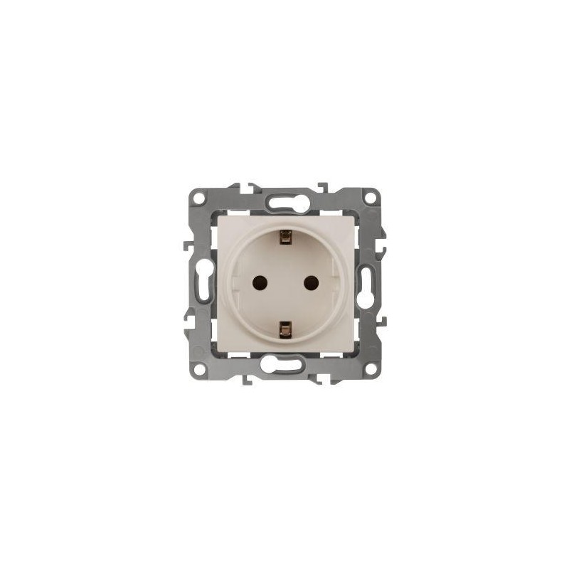 Розетка 1-м СП Эра12 12-2102-02 16А IP20 16AX 250В 2P+E Schuko защ. шторки механизм сл. кость Эра Б0014688