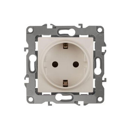 Розетка 1-м СП Эра12 12-2102-02 16А IP20 16AX 250В 2P+E Schuko защ. шторки механизм сл. кость Эра Б0014688