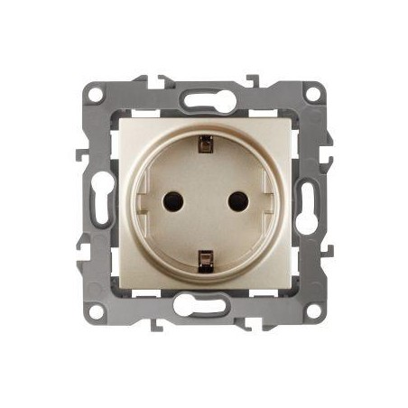 Розетка 1-м СП Эра12 12-2102-04 16А IP20 16AX 250В 2P+E Schuko защ. шторки механизм шампань Эра Б0014690