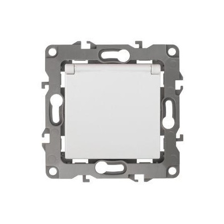 Розетка 1-м СП Эра12 12-2103-01 16А IP20 16AX 250В 2P+E Schuko защ. шторки с крышкой механизм бел. Эра Б0014693