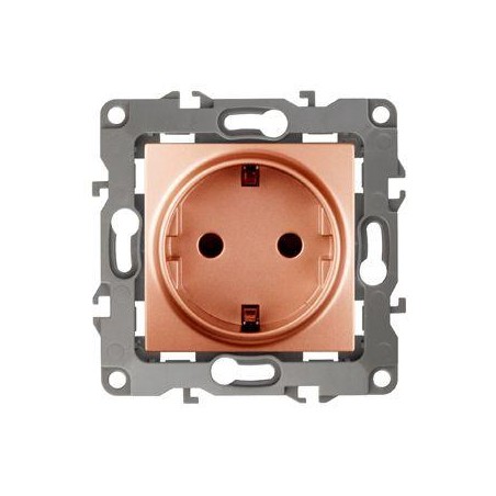 Розетка 1-м СП Эра12 12-2001-14 16А IP20 16AX 250В 2P+E Schuko без монтаж. лапок механизм медь Эра Б0019309