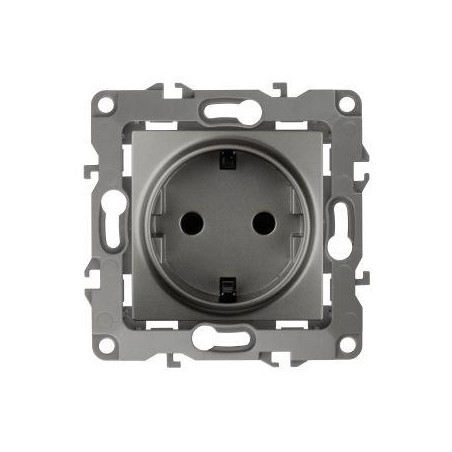 Розетка 1-м СП Эра12 12-2102-12 16А IP20 16AX 250В 2P+E Schuko защ. шторки механизм графит Эра Б0019323