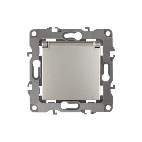 Розетка 1-м СП Эра12 12-2103-15 16А IP20 16AX 250В 2P+E Schuko защ. шторки с крышкой механизм перламутр. Эра Б0019330