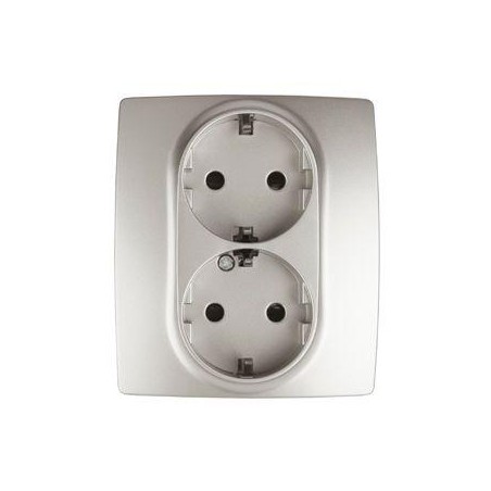 Розетка 2-м СП Эра12 12-2104-15 16А IP20 16AX 250В 2х2P+E Schuko защ. шторки перламутр. Эра Б0019334