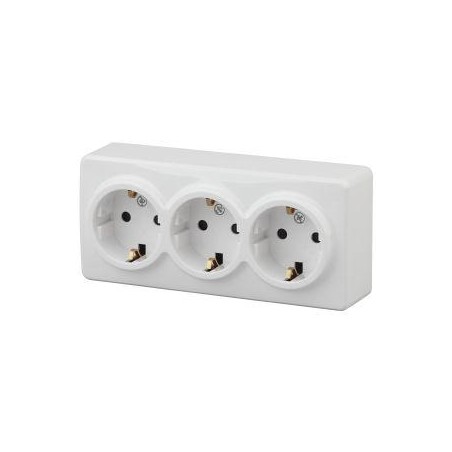 Розетка 3-м ОП Эра Эксперт 11-2208-01 16А IP20 250В 3х2P+E Schuko бел. Эра Б0020700