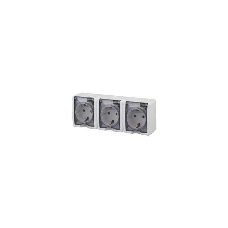 Розетка 3-м ОП Эра Эксперт 11-2406-01 16А IP54 16AX 250В 3х2P+E защ. шторки бел. Эра Б0020722