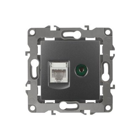 Розетка компьютерная + телевизионная Эра12 12-3110-12 RJ45 + TV IP20 графит Эра Б0027447