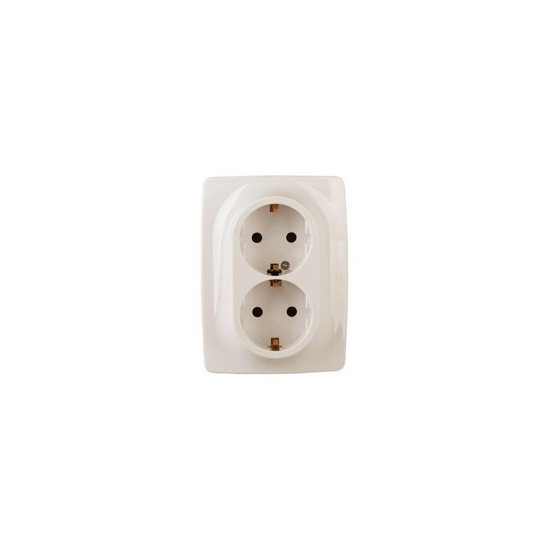 Розетка 2-м СП Эра12 12-2116-02 16А IP20 16AX 250В 2х2P+E Schuko винт сл. кость Эра Б0029239
