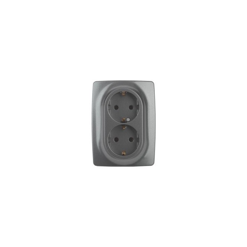 Розетка 2-м СП Эра12 12-2106-12 16А IP20 16AX 250В 2х2P+E Schuko графит Эра Б0031234