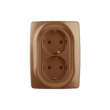 Розетка 2-м СП Эра12 12-2106-14 16А IP20 16AX 250В 2х2P+E Schuko медь Эра Б0031236