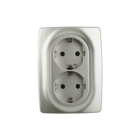 Розетка 2-м СП Эра12 12-2106-15 16А IP20 16AX 250В 2х2P+E Schuko перламутр. Эра Б0031237