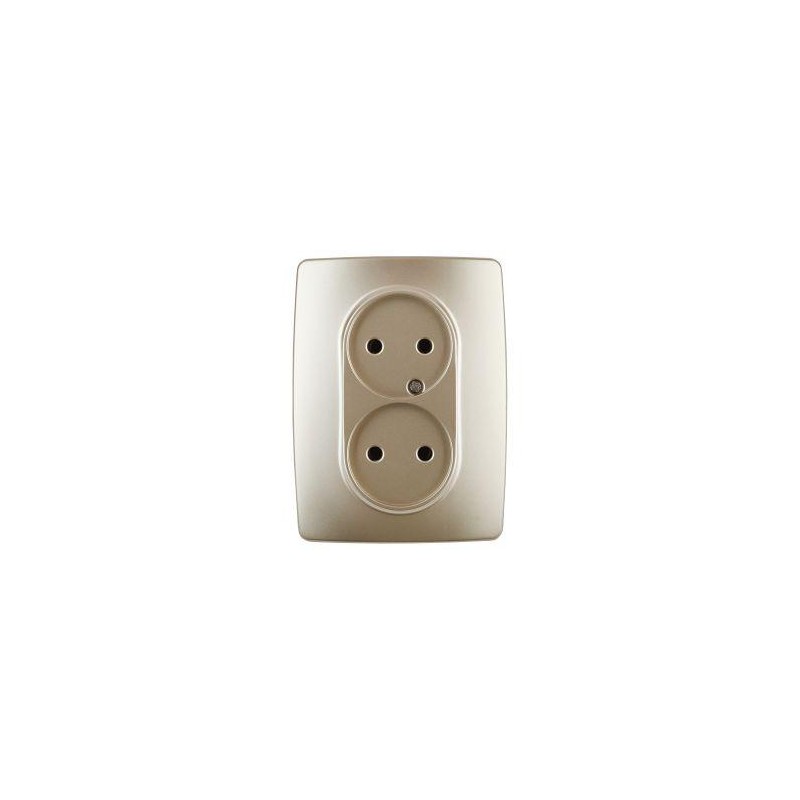 Розетка 2-м СП Эра12 12-2107-04 16А IP20 16AX 250В 2х2P шампань Эра Б0031241