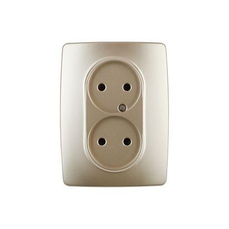 Розетка 2-м СП Эра12 12-2107-04 16А IP20 16AX 250В 2х2P шампань Эра Б0031241
