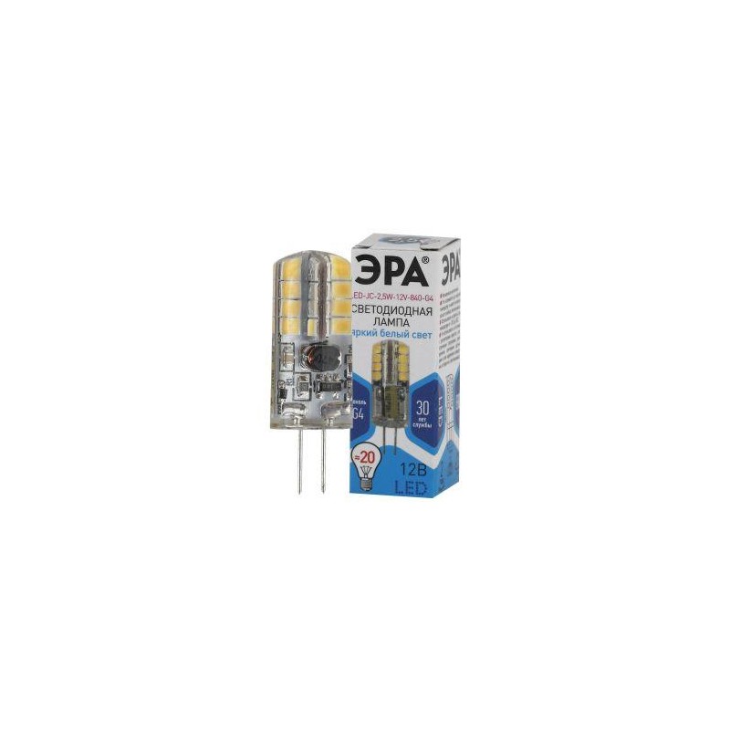 Лампа светодиодная LED-JC-2.5W-12V-840-G4 200лм ЭРА Б0033192