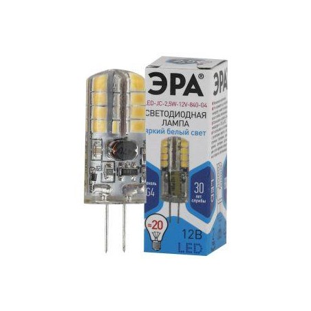 Лампа светодиодная LED-JC-2.5W-12V-840-G4 200лм ЭРА Б0033192