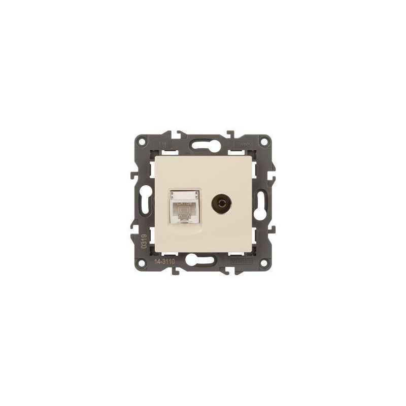 Розетка компьютерная + телевизионная 2-м Elegance 14-3110-02 RJ45 + TV IP20 механизм сл. кость Эра Б0034315