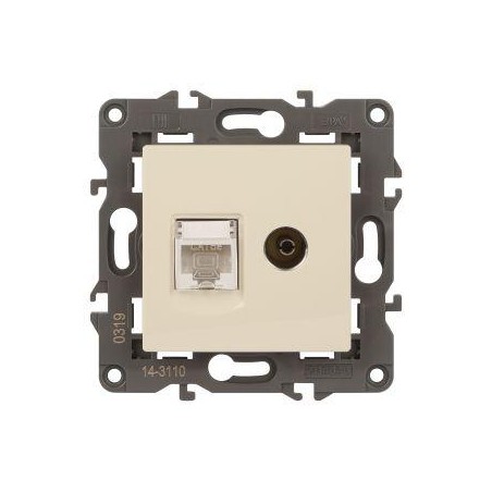 Розетка компьютерная + телевизионная 2-м Elegance 14-3110-02 RJ45 + TV IP20 механизм сл. кость Эра Б0034315