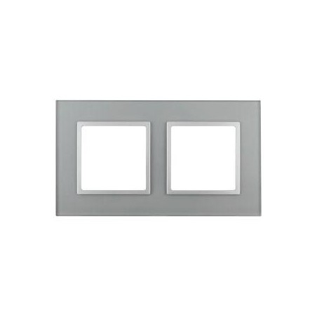 Рамка 2-м 14-5102-03 стекло Elegance алюминий+алюм ЭРА Б0034490