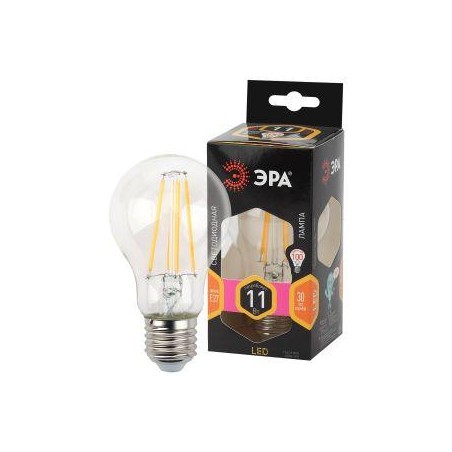 Лампа светодиодная филаментная F-LED A60-11W-827-E27 11Вт A60 грушевидная 2700К тепл. бел. E27 Эра Б0035025