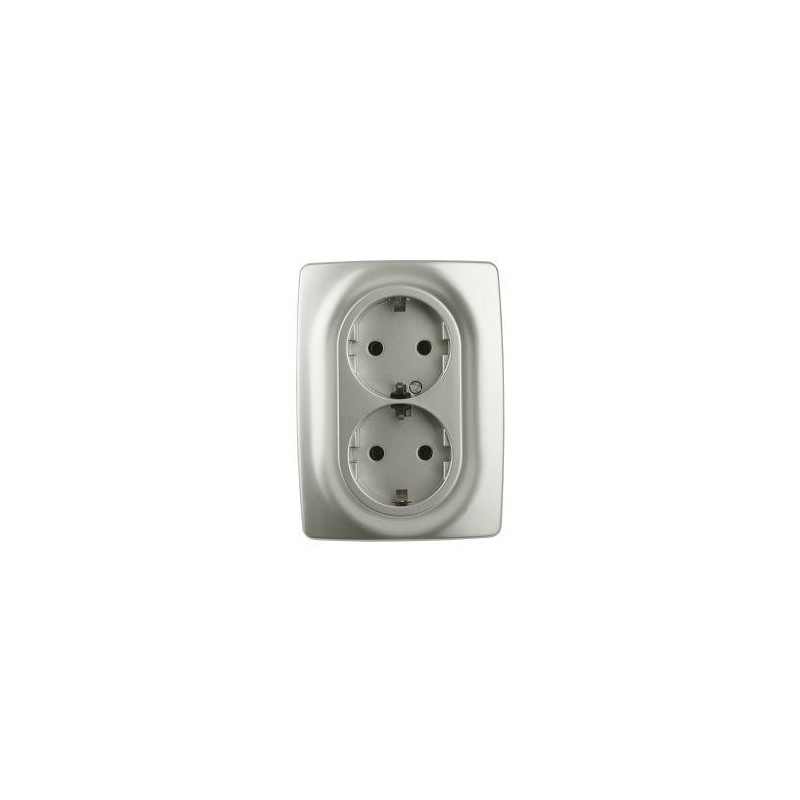 Розетка 2-м СП Эра12 12-2108-15 16А IP20 250В 2х2P+E Schuko защ. шторки перламутр. Эра Б0036451