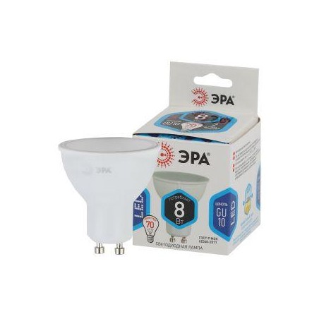 Лампа светодиодная LED MR16-8W-840-GU10 8Вт MR16 софит 4000К нейтр. бел. GU10 Эра Б0036729