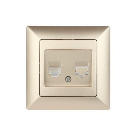 Розетка телефонная СП Solo 4-302-04 RJ11 шампань Intro Б0043378