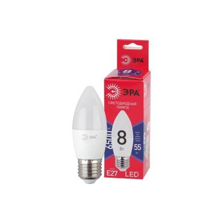 Лампа светодиодная RED LINE LED B35-8W-865-E27 R 8Вт B35 свеча 6500К нейтр. бел. E27 Эра Б0045342