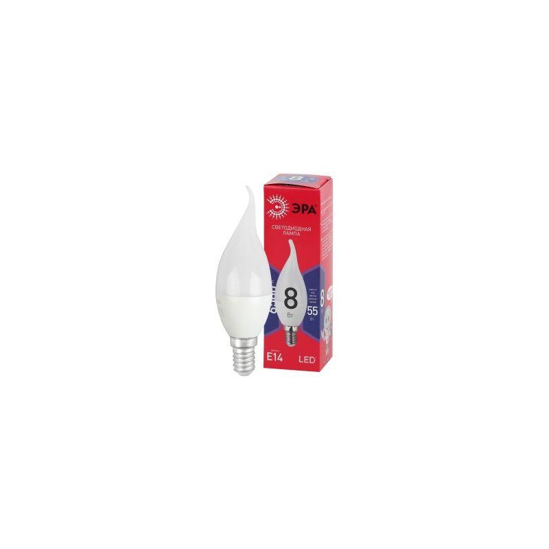 Лампа светодиодная RED LINE LED BXS-8W-865-E14 R 8Вт BXS свеча на ветру 6500К холод. бел. E14 Эра Б0045345