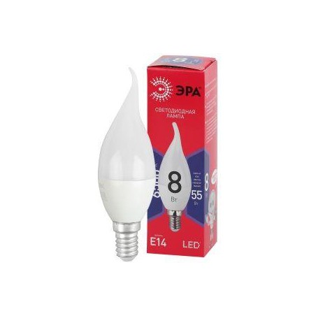 Лампа светодиодная RED LINE LED BXS-8W-865-E14 R 8Вт BXS свеча на ветру 6500К холод. бел. E14 Эра Б0045345