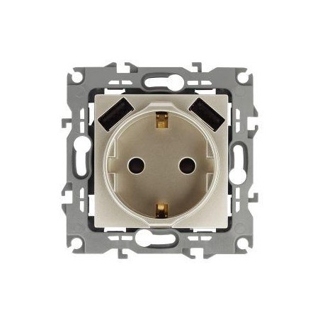 Розетка 16А 250В 2P+E с 2хUSB 5В-3А защ. шторки Эра12 шампань 12-4109-04 ЭРА Б0047843
