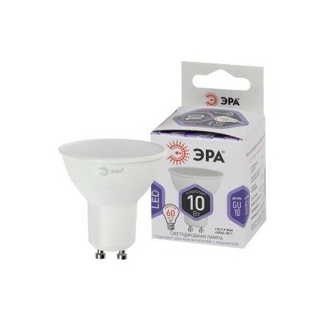Лампа светодиодная LED MR16-10W-860-GU10 MR16 10Вт софит GU10 холод. бел. ЭРА Б0049074
